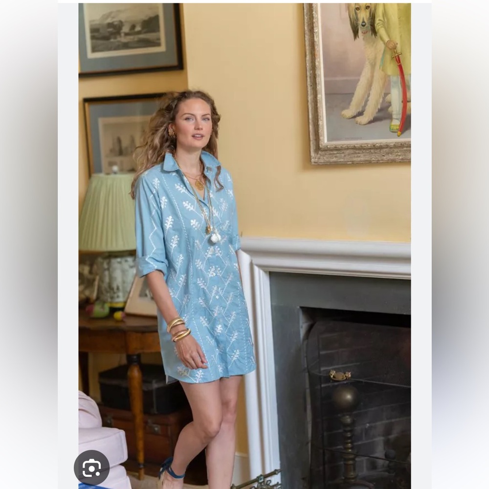 Julia Amory Nantucket Blue Swizzle Dress EUC